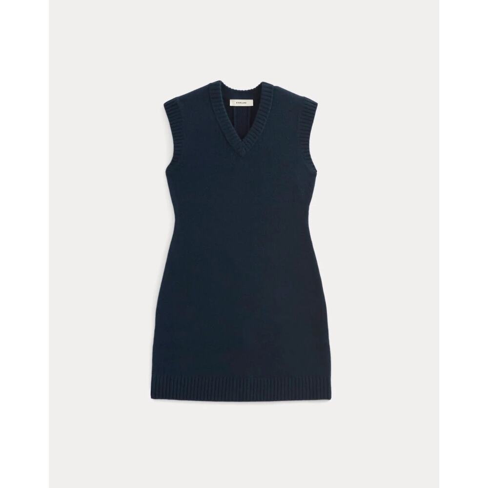 $198 New Everlane Sweater Mini Dress in Luxe Merino - Navy - Medium - Picture 2 of 12